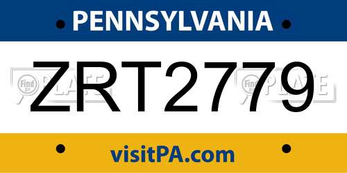 ZRT2779 Pennsylvania License Plate