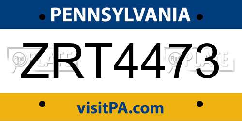 ZRT4473 Pennsylvania License Plate