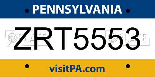 ZRT5553 Pennsylvania License Plate