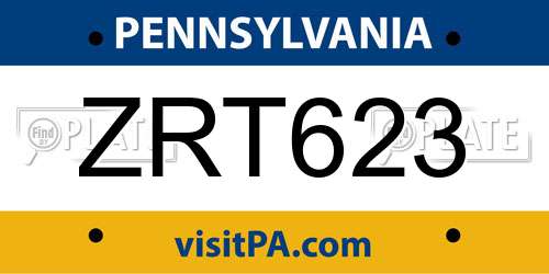 ZRT623 Pennsylvania License Plate