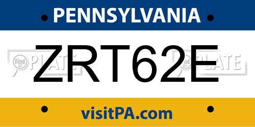 ZRT62E Pennsylvania License Plate