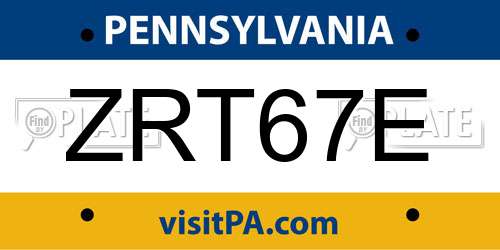 ZRT67E Pennsylvania License Plate