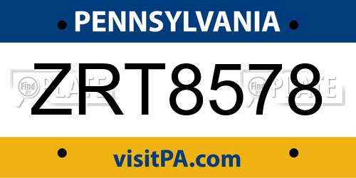 ZRT8578 Pennsylvania License Plate