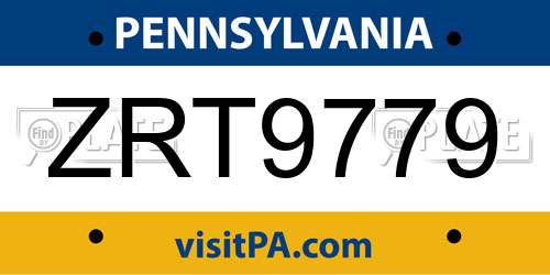 ZRT9779 Pennsylvania License Plate