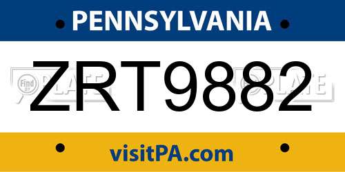 ZRT9882 Pennsylvania License Plate