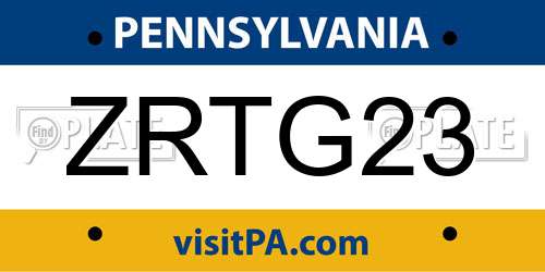 ZRTG23 Pennsylvania License Plate