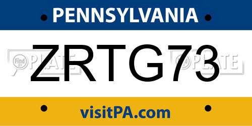 ZRTG73 Pennsylvania License Plate