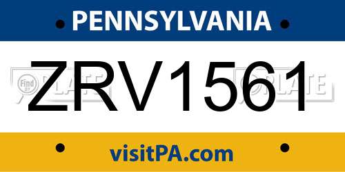 ZRV1561 Pennsylvania License Plate