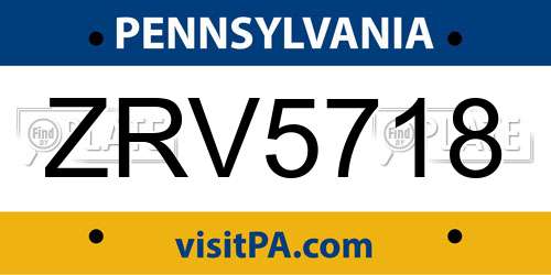 ZRV5718 Pennsylvania License Plate