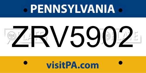 ZRV5902 Pennsylvania License Plate