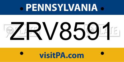 ZRV8591 Pennsylvania License Plate