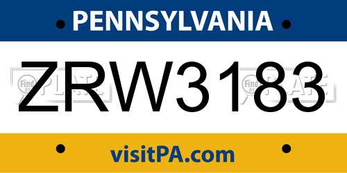 ZRW3183 Pennsylvania License Plate