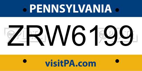 ZRW6199 Pennsylvania License Plate