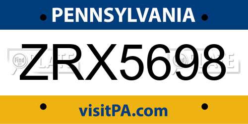 ZRX5698 Pennsylvania License Plate
