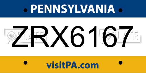 ZRX6167 Pennsylvania License Plate