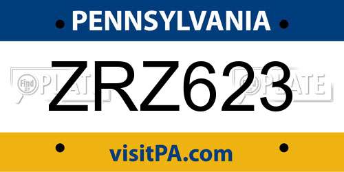 ZRZ623 Pennsylvania License Plate