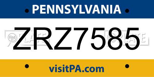 ZRZ7585 Pennsylvania License Plate