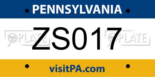 ZS017 Pennsylvania License Plate