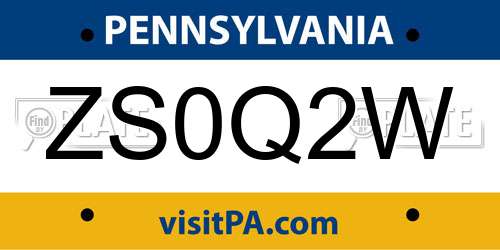 ZS0Q2W Pennsylvania License Plate