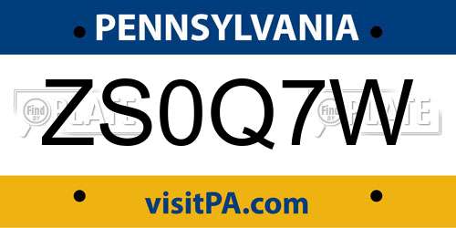 ZS0Q7W Pennsylvania License Plate