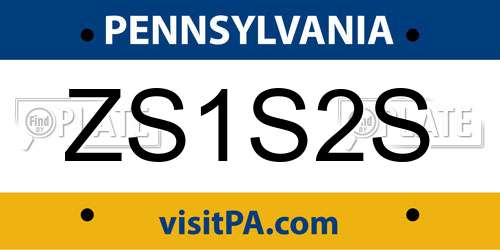 ZS1S2S Pennsylvania License Plate