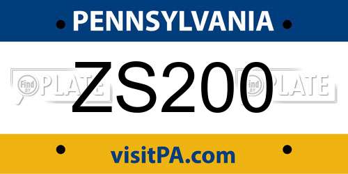 ZS200 Pennsylvania License Plate