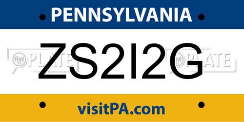 ZS2I2G Pennsylvania License Plate