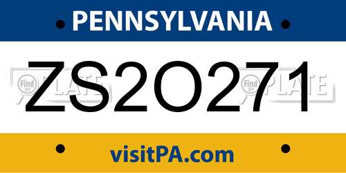 ZS2O271 Pennsylvania License Plate