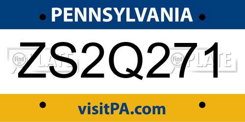 ZS2Q271 Pennsylvania License Plate