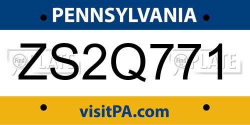 ZS2Q771 Pennsylvania License Plate