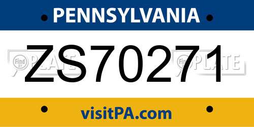 ZS70271 Pennsylvania License Plate