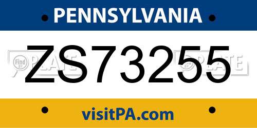 ZS73255 Pennsylvania License Plate