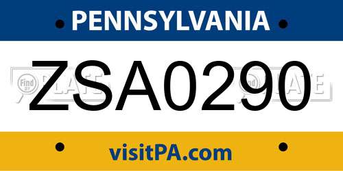 ZSA0290 Pennsylvania License Plate