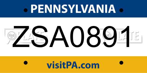 ZSA0891 Pennsylvania License Plate