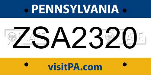 ZSA2320 Pennsylvania License Plate