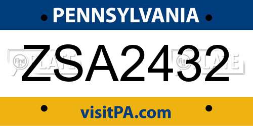 ZSA2432 Pennsylvania License Plate