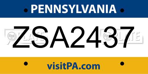 ZSA2437 Pennsylvania License Plate