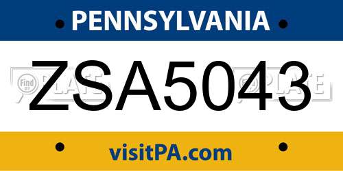 ZSA5043 Pennsylvania License Plate