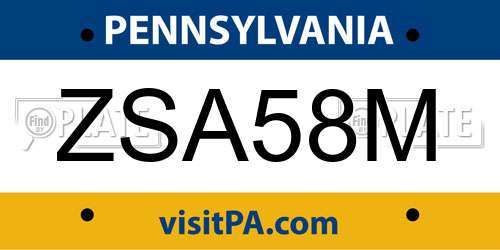 ZSA58M Pennsylvania License Plate