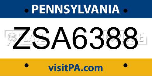 ZSA6388 Pennsylvania License Plate