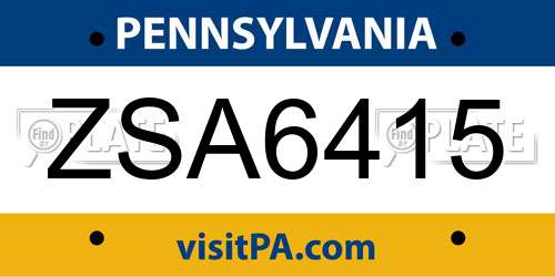 ZSA6415 Pennsylvania License Plate