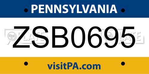 ZSB0695 Pennsylvania License Plate