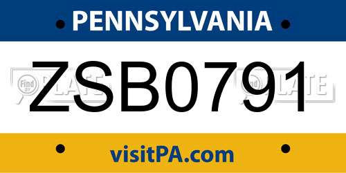 ZSB0791 Pennsylvania License Plate