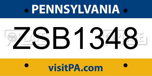 ZSB1348 Pennsylvania License Plate