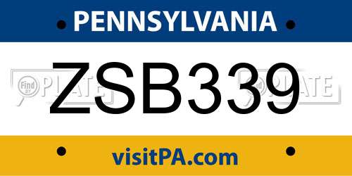 ZSB339 Pennsylvania License Plate