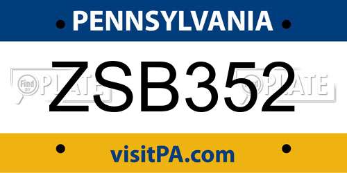 ZSB352 Pennsylvania License Plate