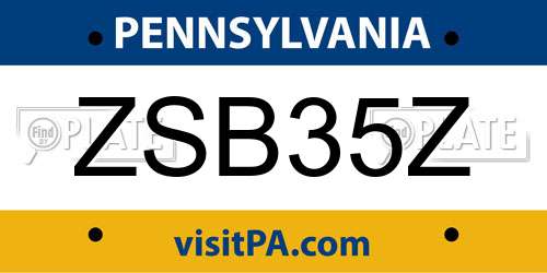 ZSB35Z Pennsylvania License Plate