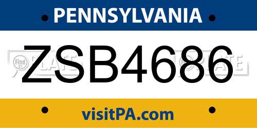 ZSB4686 Pennsylvania License Plate
