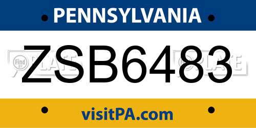 ZSB6483 Pennsylvania License Plate