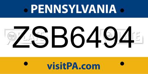 ZSB6494 Pennsylvania License Plate